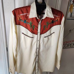 Vintage Embroidered Western Shirt with Cacti
